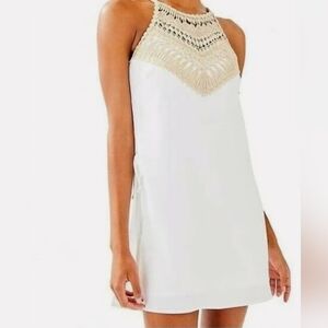 Lilly Pulitzer Pearl Dress Resort White and Gold Lace - Womens Size 00